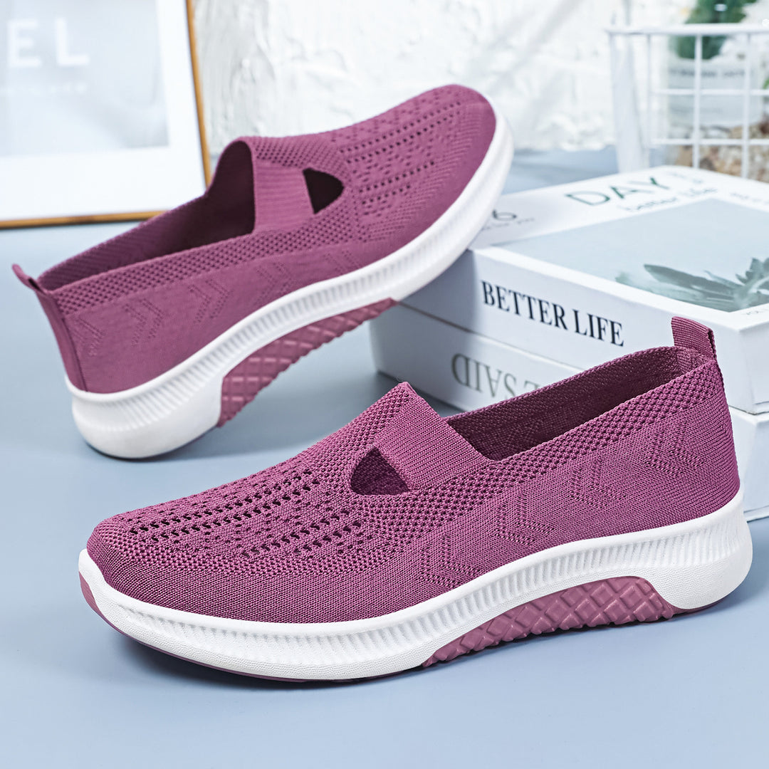 Damen nan elastischer Strick-Slipper mit perforiertem Atmungsnetz und dämpfender Leichtsohle Echo Archiv