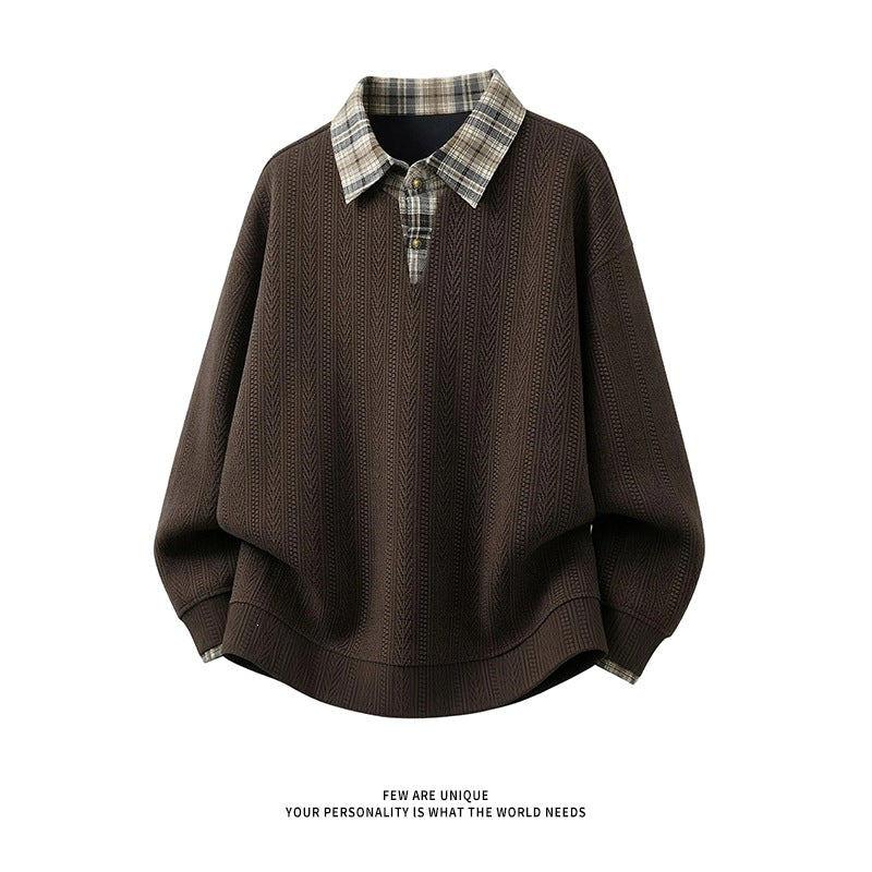 Herren Lagenlook-Pullover mit integriertem Karohemdkragen Echo Archiv