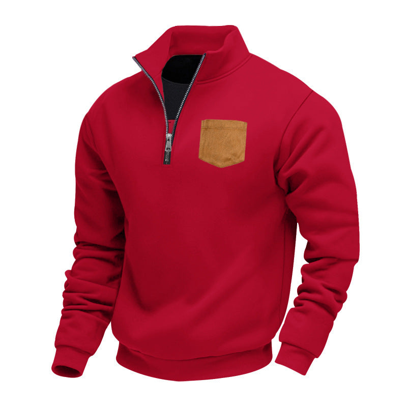 Herren pullover mit halbem Reißverschluss und aufgesetzter Tasche Echoarchiv
