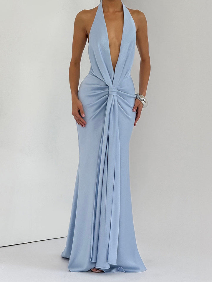 Damen Elegantes Maxi-Kleid mit tiefem V-Ausschnitt und drapierten Details Echo Archiv