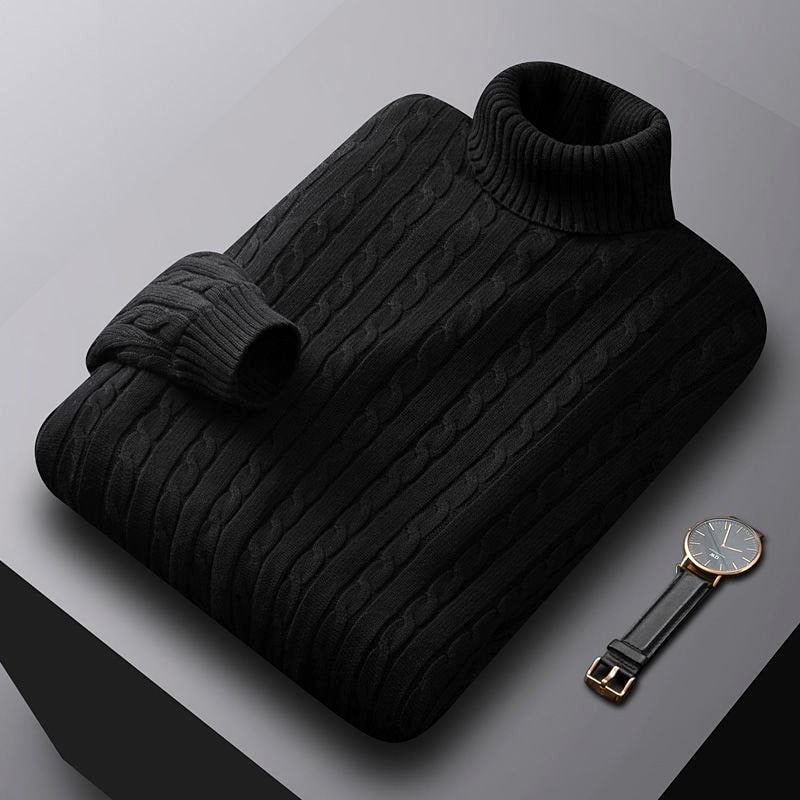 Herren nan grob gestrickter Rollkragenpullover mit Zopfmuster und wärmender Strickstruktur Echo Archiv