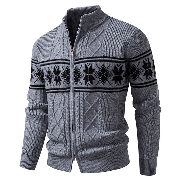 Herren nan Norweger-Strickjacke mit durchgehendem Reißverschluss und hohem Stehkragen Echo Archiv
