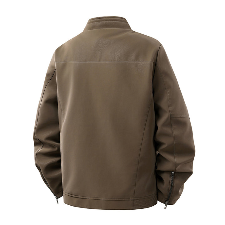 Herren Casual-Lederoptik-Blouson mit Stehkragen und verdecktem Reißverschluss Echo Archiv