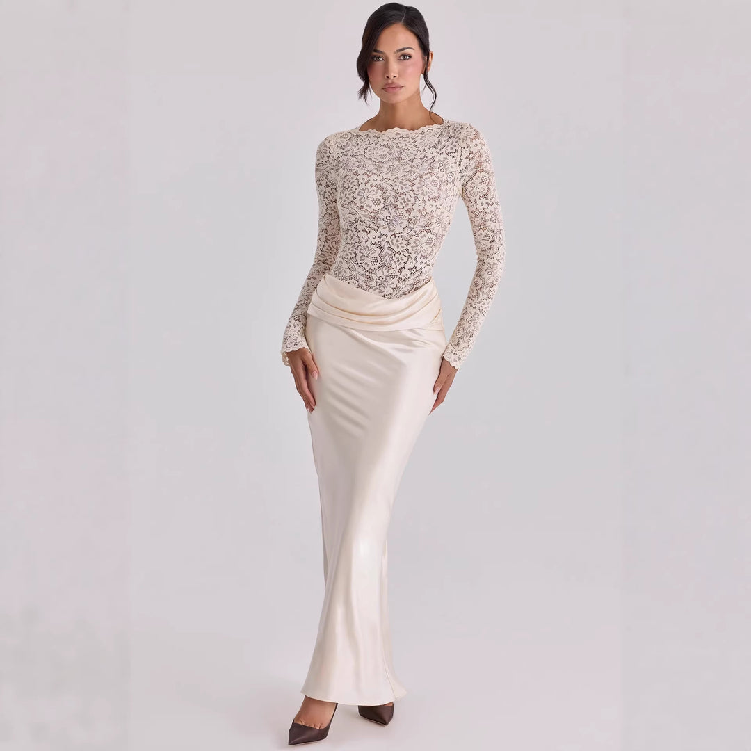 Damen Elegantes Spitzenoberteil mit fließendem Rock Echo Archiv