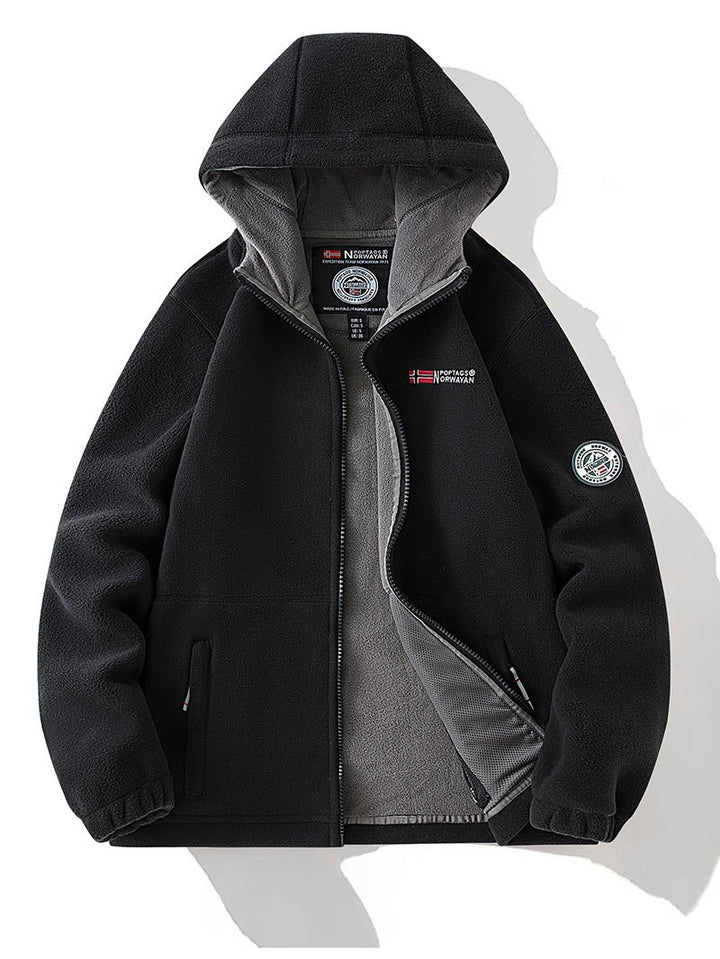Unisex Kapuzen-Fleecejacke mit wärmender Microfleece-Innenlage, durchgehendem Reißverschluss und elastischen Bündchen Echo Archiv