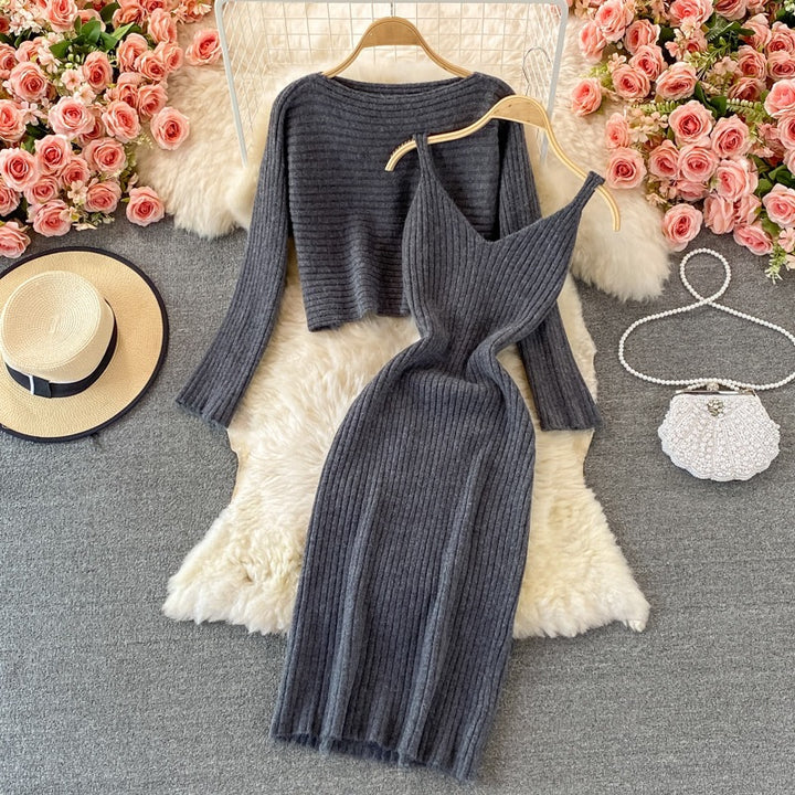 Damen Modisches Strickkleid- und Oberteil-Set Echo Archiv