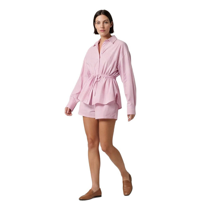 Damen Gestreiftes Loungewear-Set aus Leichtbaumwolle mit Kordel-Taille & Shorts Echoarchiv