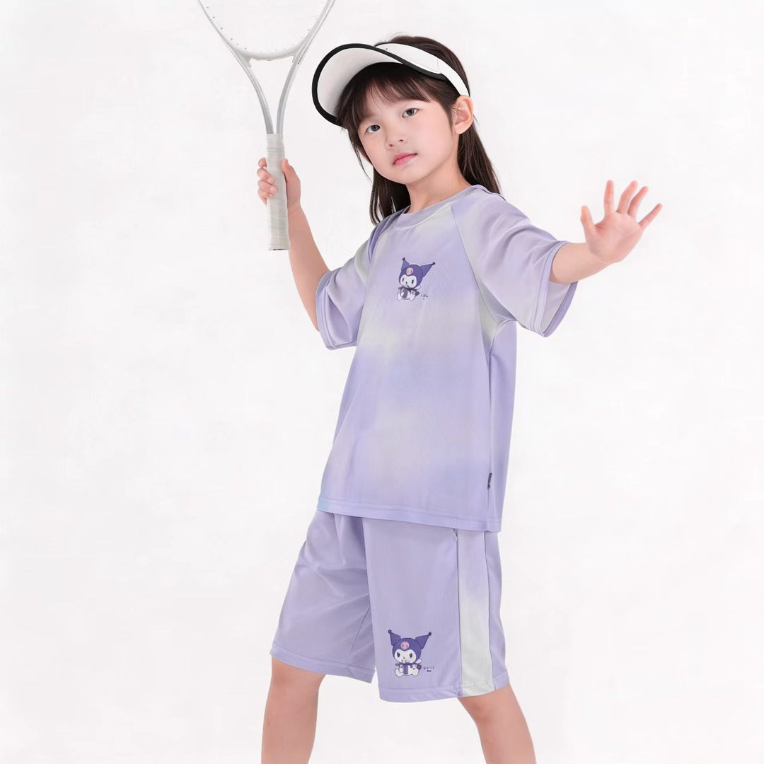 Damen nan atmungsaktives Kinder Sportset mit kurzarm Shirt und elastischer Bundshorts Echo Archiv