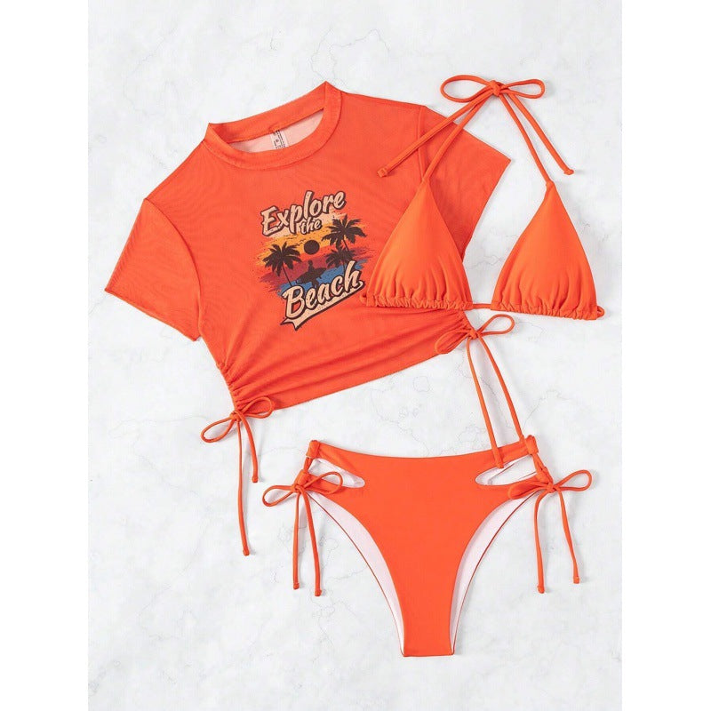 Damen Bikiniset mit modischer cropped Bluse und Schnürdetail Echo Archiv