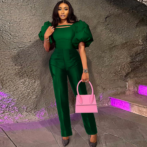 Damen Jumpsuit mit voluminösen Puffärmeln und tailliertem Design Echo Archiv
