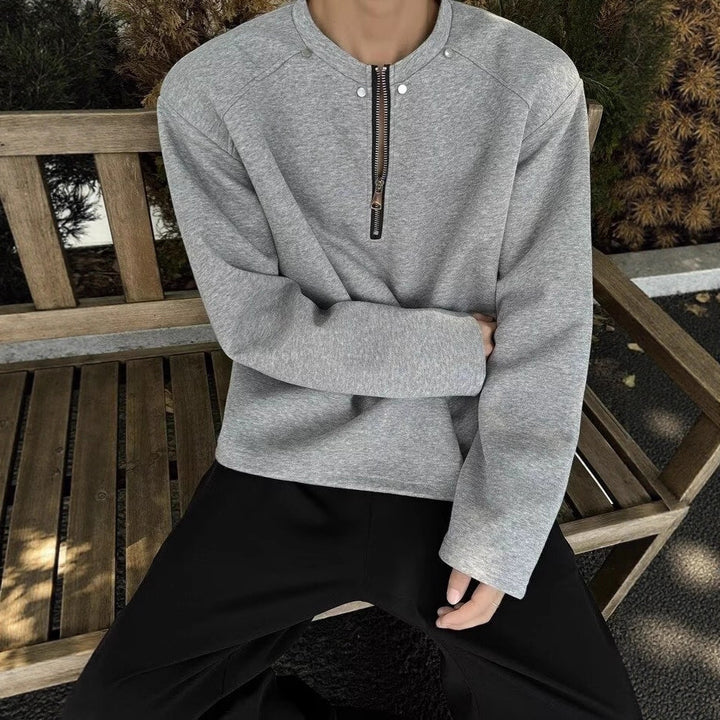 Herren Hochwertiger Stehkragenpullover Echoarchiv