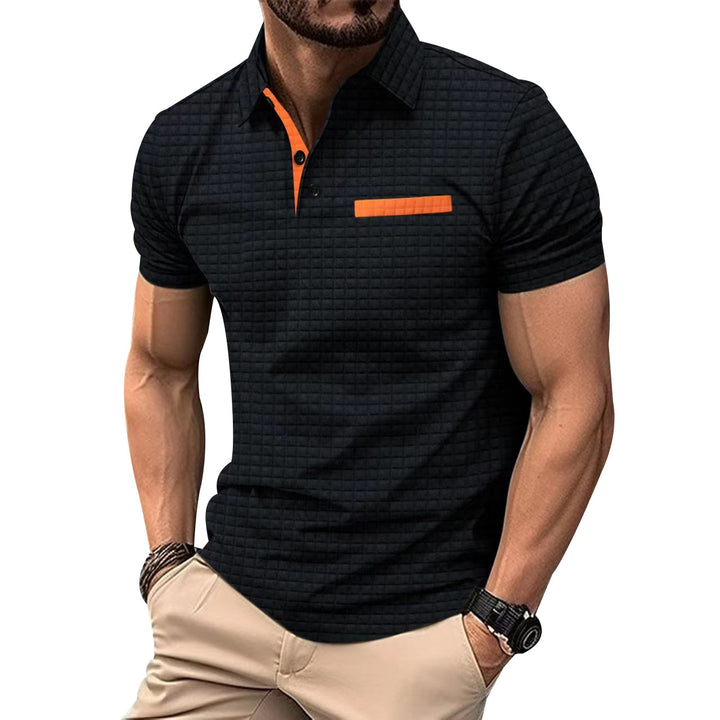 Herren modernes Polohemd mit strukturiertem Design und Brusttasche Echoarchiv