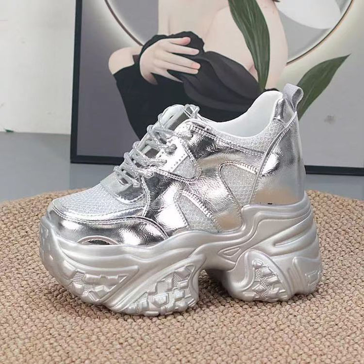 Damen modische Chunky Sneakers mit hoher Plateausohle und atmungsaktivem Mesh-Echo Archiv