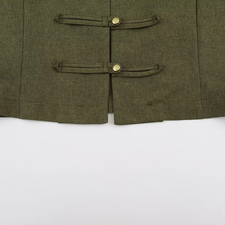 Damen Kurzjacke im Mandarin-Stil mit dekorativen Knebelverschlüssen und taillierter Nahtführung Echoarchiv