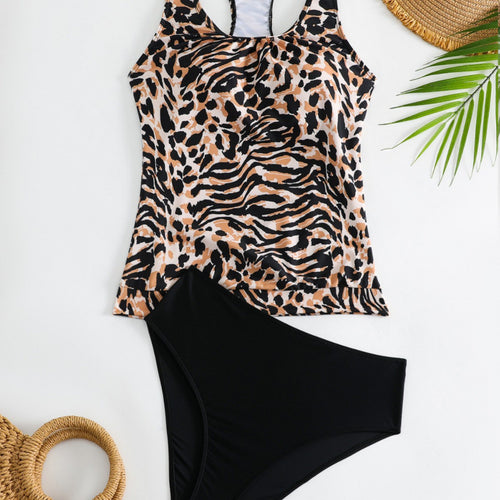 Damen Tankini-Set mit modischem Tiermuster und elastischem Hochbund Echo Archiv