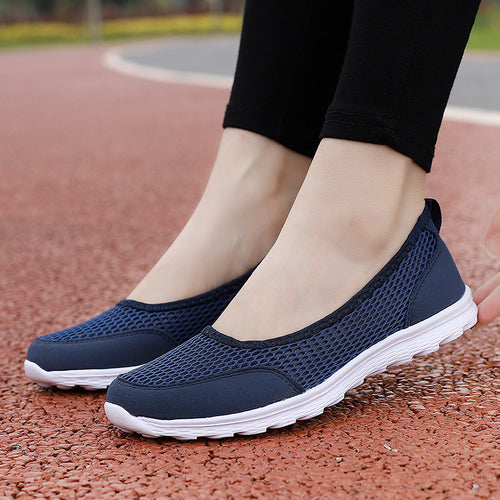 Damen nan atmungsaktive Netz-Ballerina-Sneaker mit flexibler rutschfester Laufsohle und gepolstertem Fußbett Echo Archiv