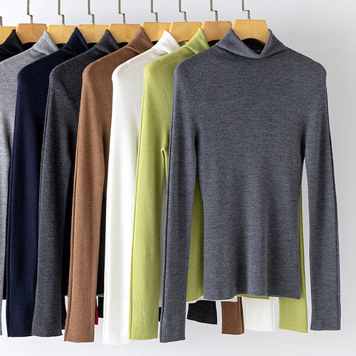 Damen Feiner Rollkragen-Feinstrickpullover mit schmaler Silhouette und elastischem Saum Echoarchiv