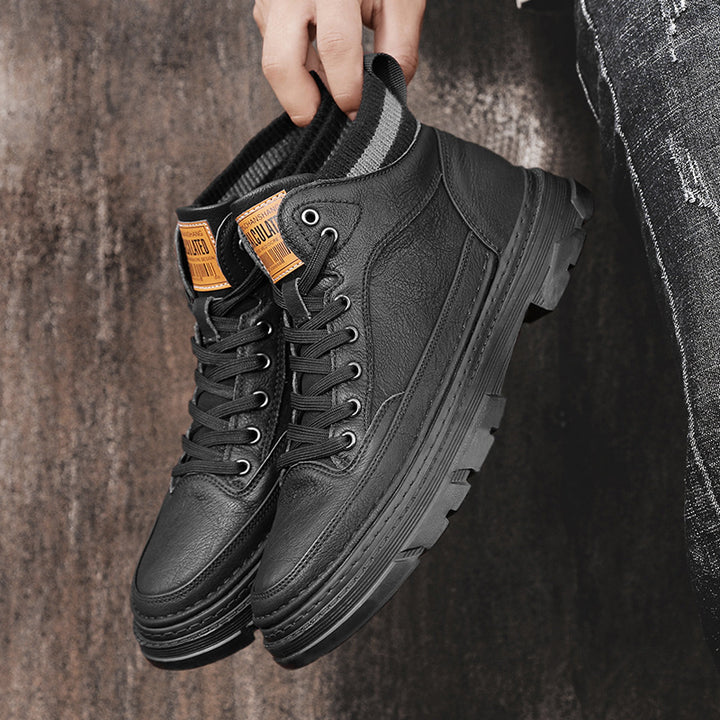 Herren lederoptik High-Top City-Boot Sneaker mit gestricktem Schaftkragen und stoßdämpfender Profilsohle Echo Archiv