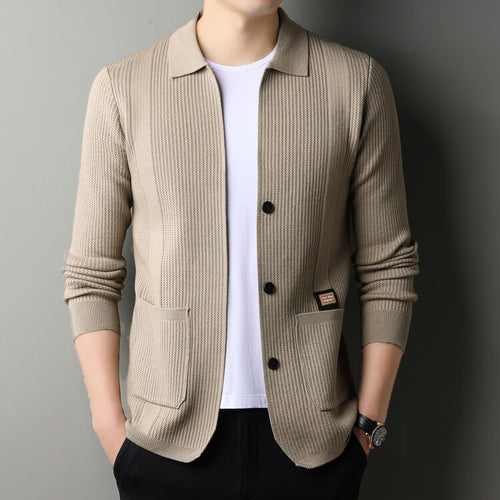 Herren lässiger Strickcardigan mit strukturierter Oberfläche Echoarchiv