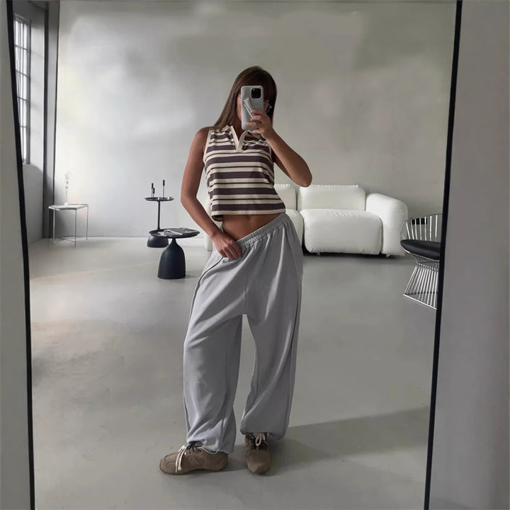 Damen nan weite Lounge-Jogginghose mit elastischem Komfortbund und seitlichen Eingrifftaschen Echo Archiv