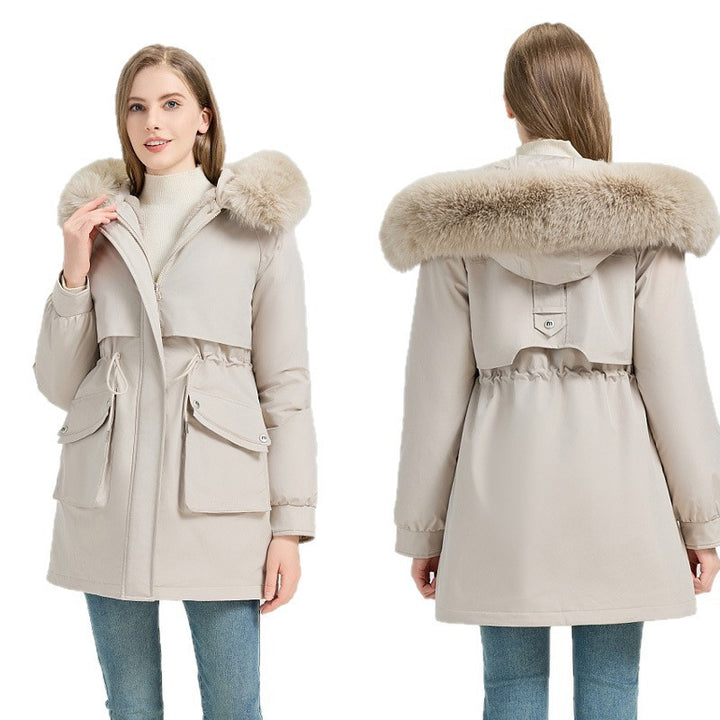 Damen nan taillierter Thermo-Parka mit abnehmbarer Kunstpelzkapuze, weichem Teddyfutter und verstellbarem Tunnelzug Echo Archiv