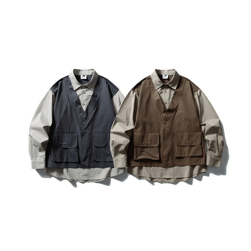Herren Layering‑Hemd mit integrierter Utility‑Weste und Pattentaschen Echoarchiv