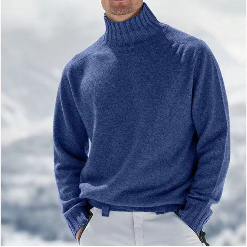 Herren Rollkragenpullover aus hochwertiger Wolle mit strukturierten Details Echoarchiv