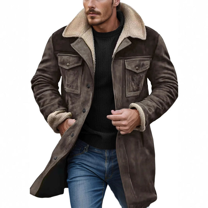 Herren Langer Stoffmantel mit Teddyfutter Echoarchiv