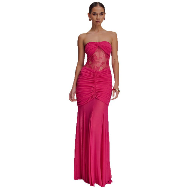 Damen Glamouröses Abendkleid mit Spitzenakzenten und figurbetonter Raffung Echo Archiv