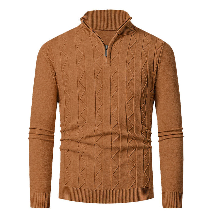 Herren Strickpullover mit stylischem Reißverschluss und Zopfmuster Echoarchiv