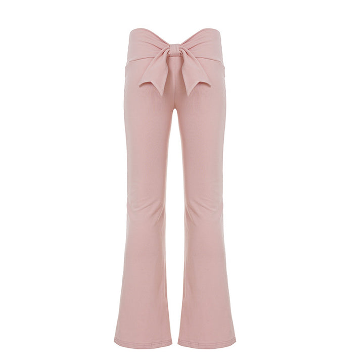 Damen nan Cropped-Longsleeve mit dekorativer Schleifenfront, V-Ausschnitt und figurbetonter Passform Echo Archiv