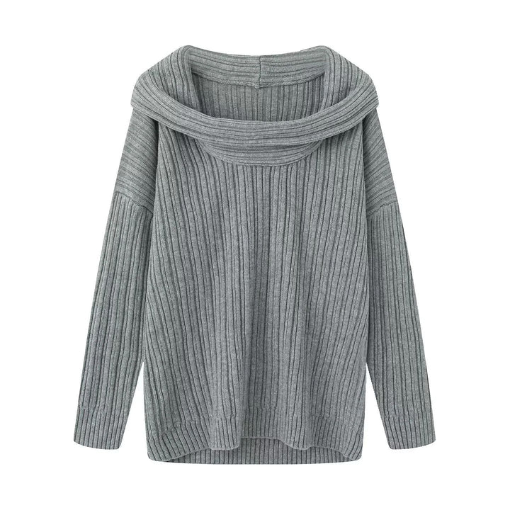 Damen nan Oversize-Rippstrick-Pullover mit weitem Rollkragen und überschnittener Schulter Echo Archiv