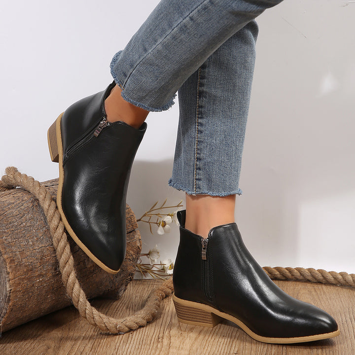 Damen nan schlanke Ankle-Boots mit seitlichem Reißverschluss, schmaler Spitzform und komfortablem Blockabsatz Echo Archiv