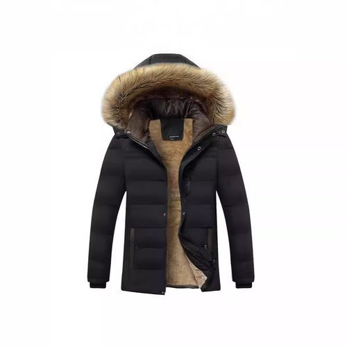 Herren Winterparka mit wärmendem Teddyfutter, abnehmbarer Kapuze und hoher Stehkragen – Marzano
