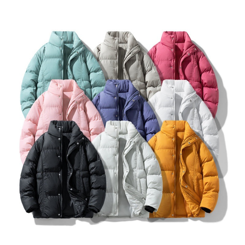 Männer gesteppte thermisch isolierte Winterjacke mit hohem Stehkragen und verdeckter Druckknopfleiste – Marzano