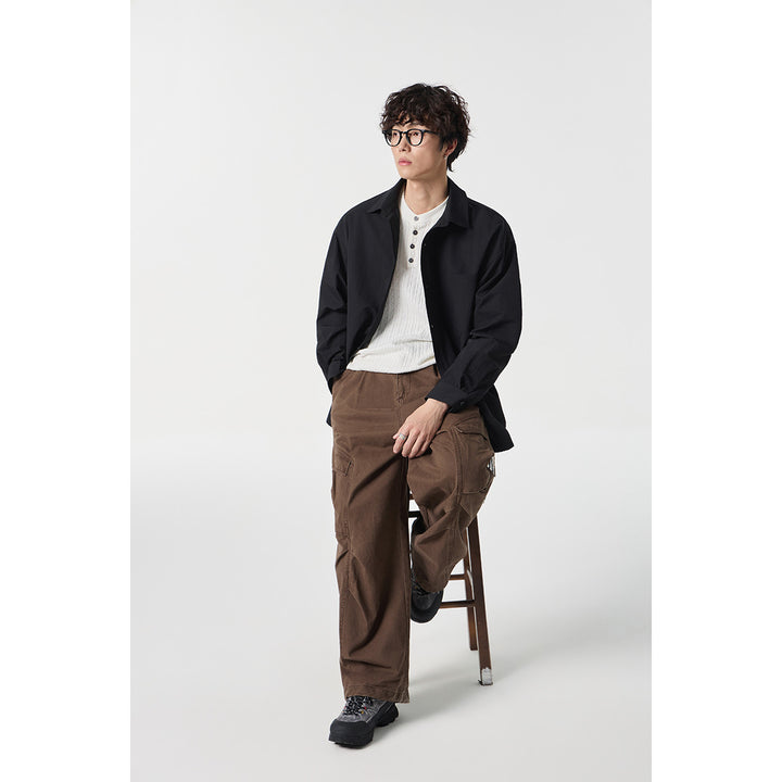 Unisex Kariertes Overshirt im Patchwork-Look mit Brusttasche Echoarchiv