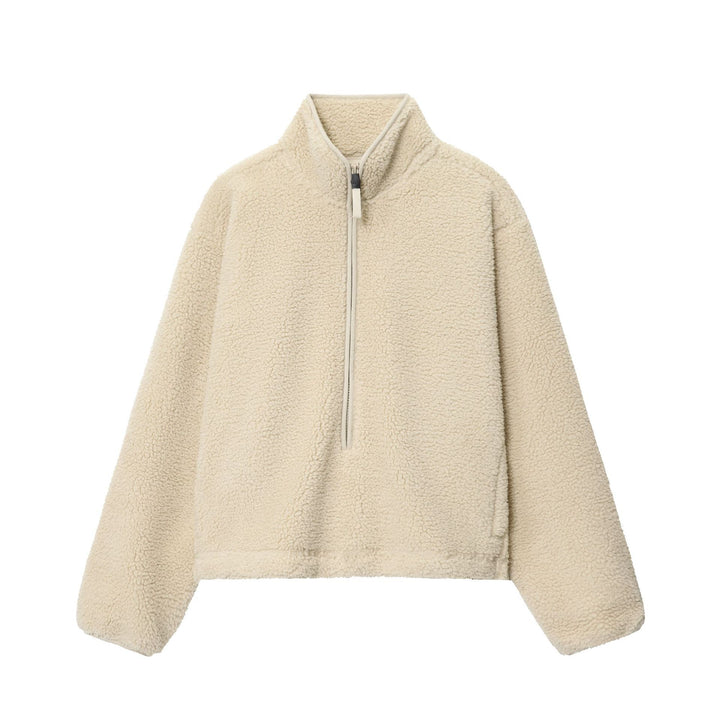 Damen nan kuscheliger Teddy-Fleece Half-Zip Pullover mit Känguru-Tasche Echo Archiv