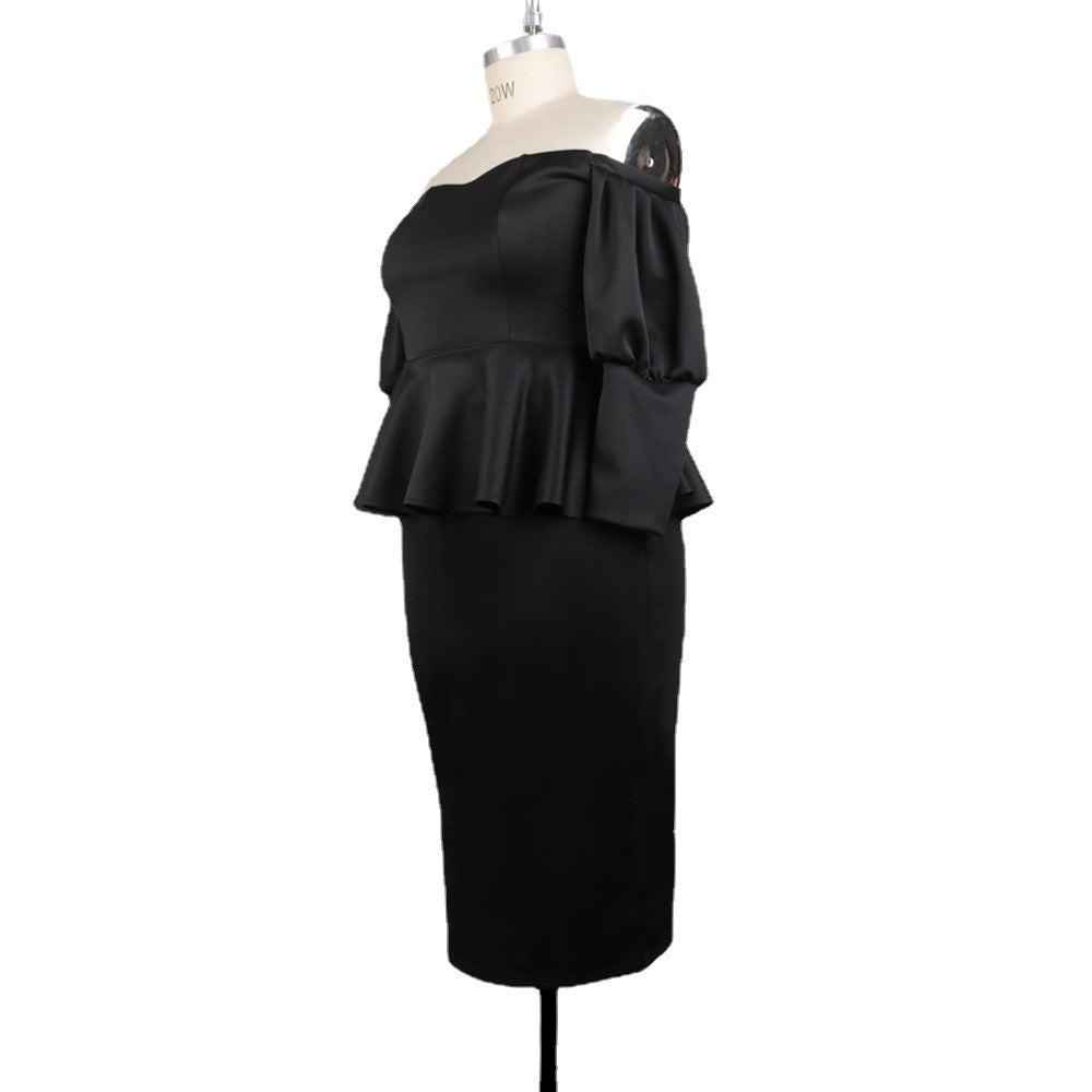 Damen Figurbetontes Peplum Kleid mit Off-Shoulder Ausschnitt Echo Archiv