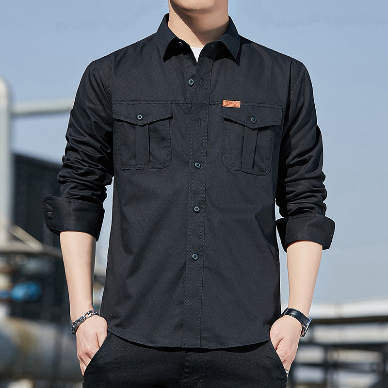 Herren leichtes Utility-Overshirt aus Baumwoll-Canvas mit Brustpattentaschen Echoarchiv