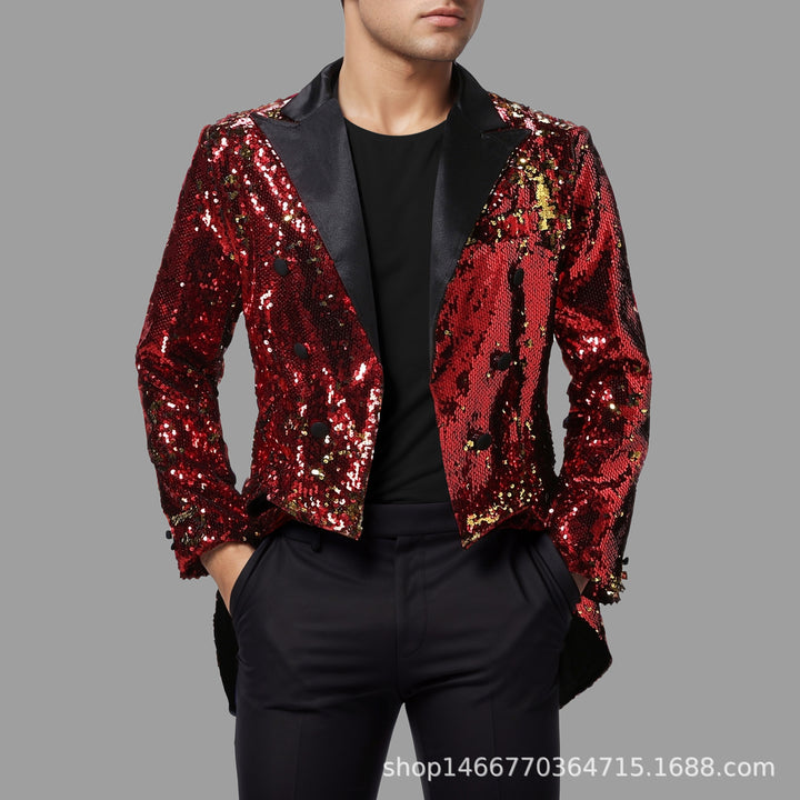 Herren extravaganter Pailletten-Jacket mit satinierter Bauweise Echoarchiv