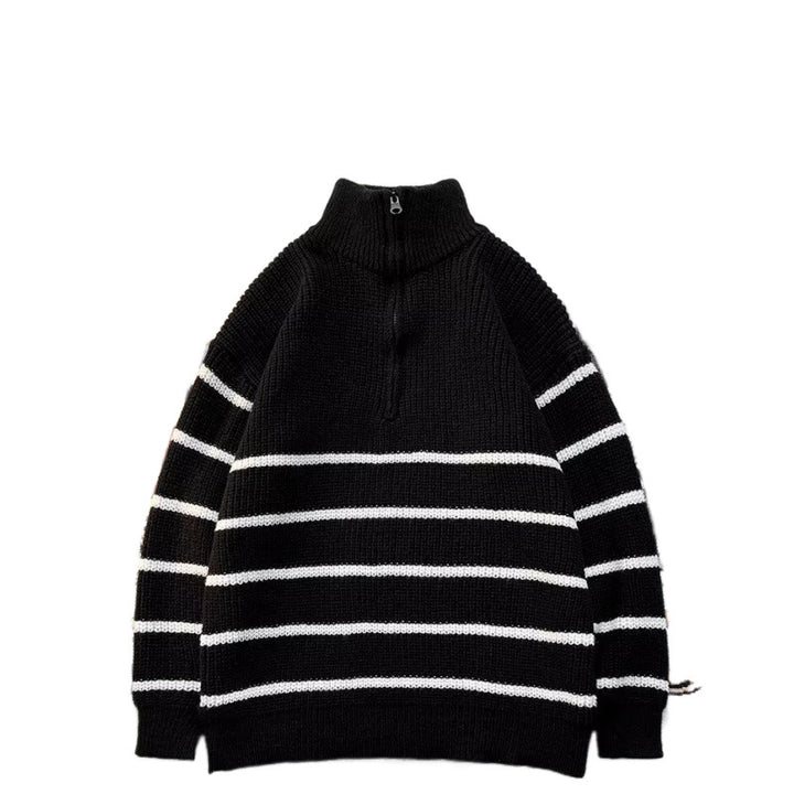 Herren Grobstrickpullover mit hohem Kragen und praktischem Reißverschluss Echoarchiv