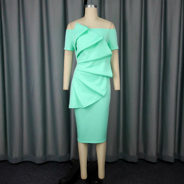 Damen figurbetontes Cocktailkleid mit asymmetrischem Rüschendesign Echo Archiv