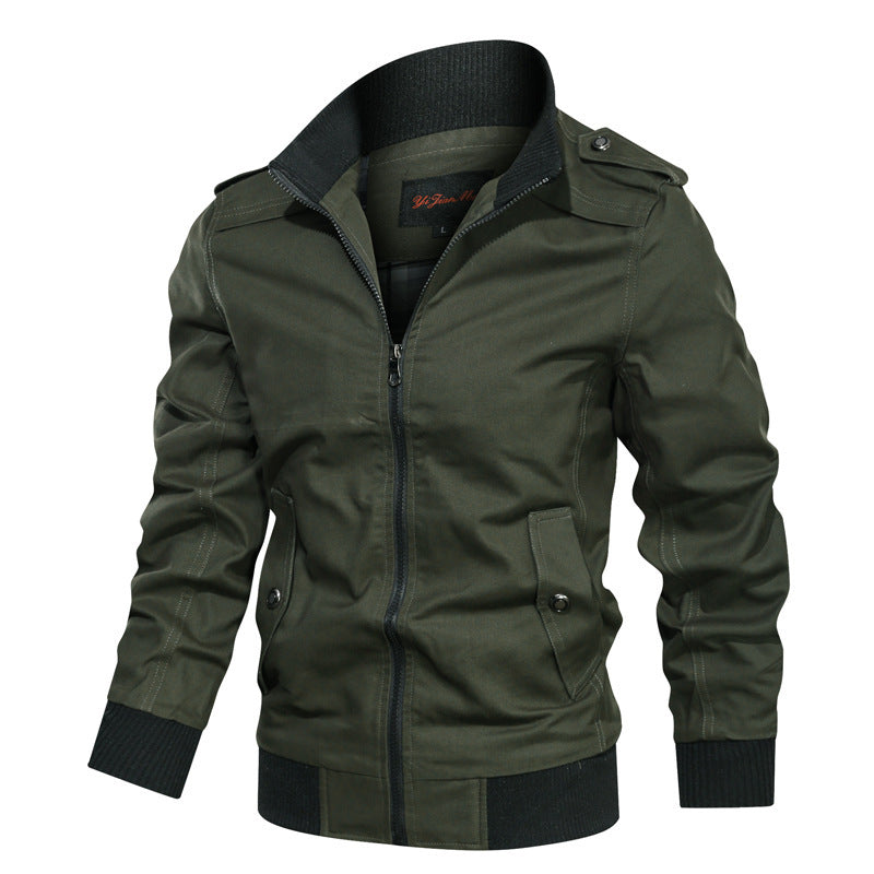 Herren nan leichte Canvas-Urbanjacke im Bomberstil mit hochschließendem Rippenkragen und verdecktem Zwei-Wege-Reißverschluss Echo Archiv