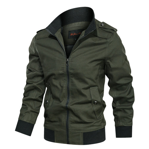 Herren nan leichte Canvas-Urbanjacke im Bomberstil mit hochschließendem Rippenkragen und verdecktem Zwei-Wege-Reißverschluss Echo Archiv