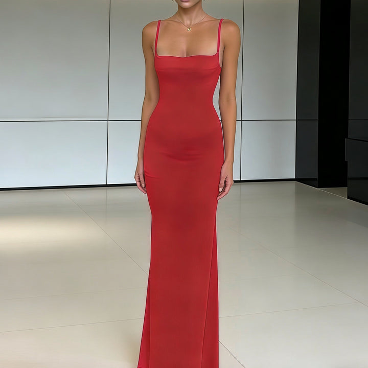 Damen Formschmeichelndes Maxikleid mit schmalen Trägern und elastischem Stoff Echo Archiv