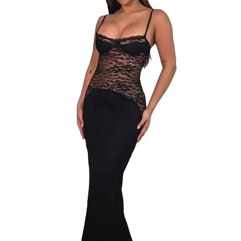 Damen elegantes Spitzenkleid mit figurbetontem Unterteil und verführerischem Oberteil Echo Archiv