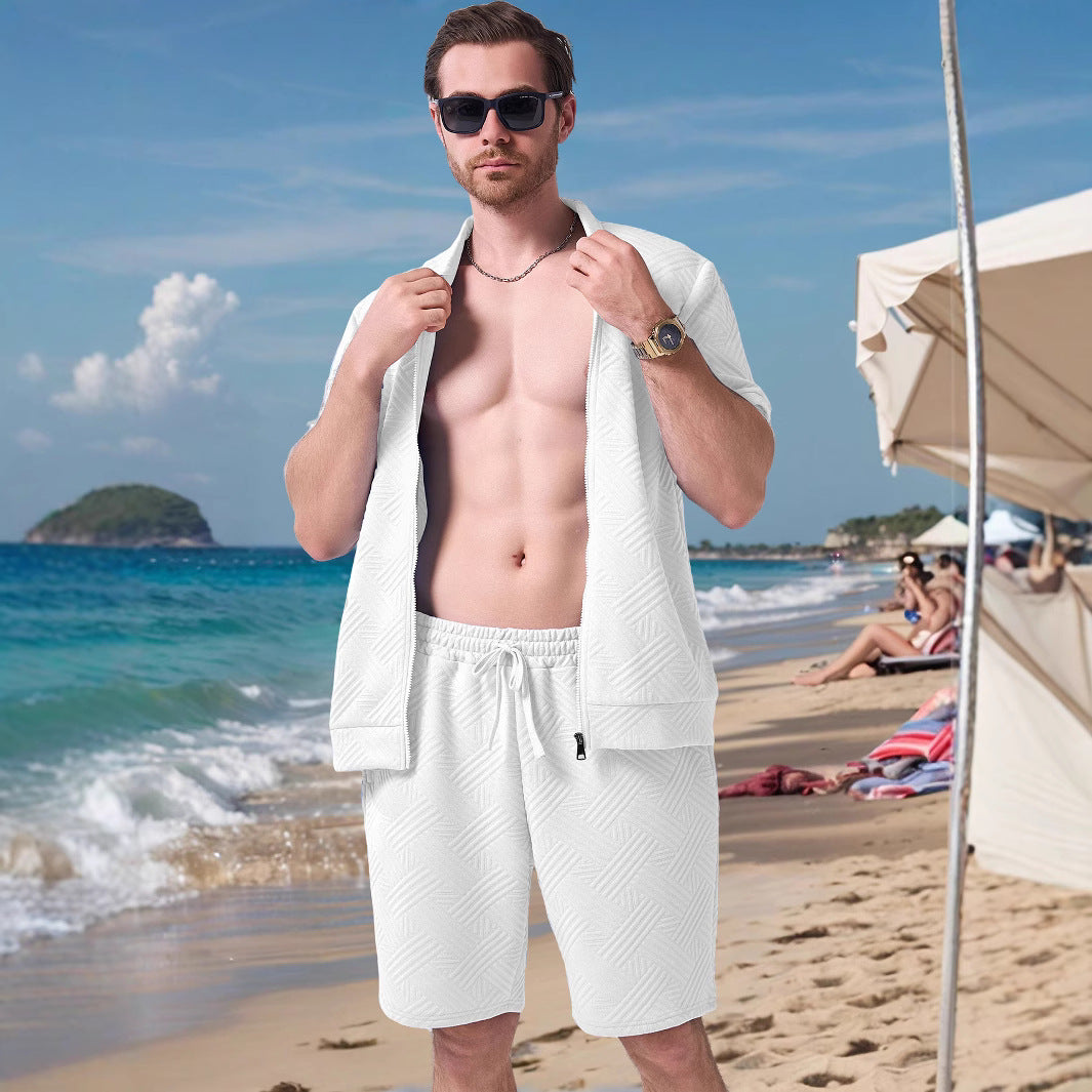 Herren kurzärmliges Strandhemd und Shorts-Set mit leichtem Komfort und stilvollem Design Echoarchiv