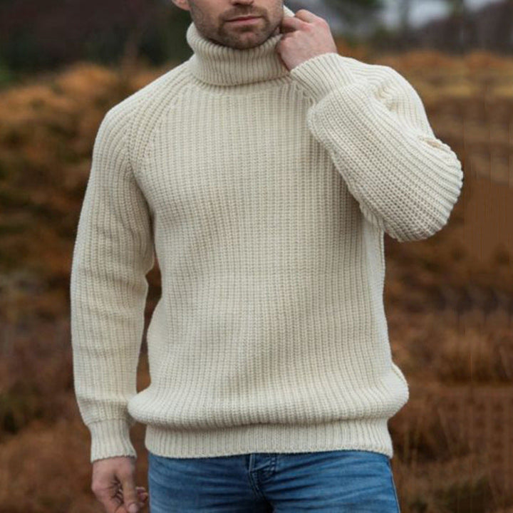 Herren Grobstrick-Pullover mit hochklappbarem Rollkragen Echoarchiv