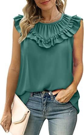 Damen leichtes Rüschenshirt mit elegantem Rundhalsausschnitt Echo Archiv