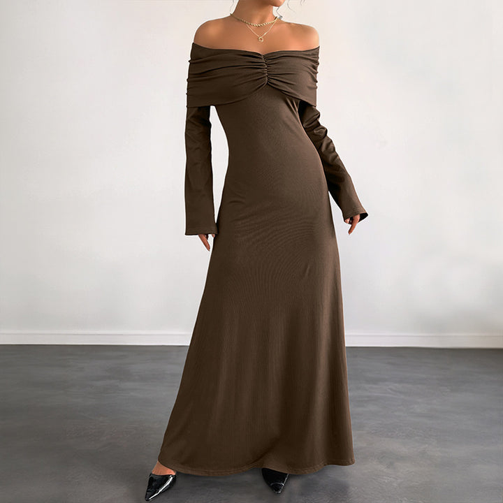 Damen Elegantes Off-Shoulder Maxikleid Echo Archiv